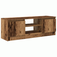 Helloshop26 - Meuble TV classique avec portes rangement 102 x 30 x 36 cm en bois d'ingénierie vieux bois 02_0050686 - Bois massif 3000236505932