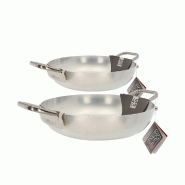 Mamù Lot de 2 poêles professionnelles, en aluminium pur, Ø 38/45 cm, pour gaz, électrique ou vitrocéramique. - aluminium SETHORHOTGA2MBM3845