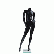 Mannequin femme modulable noir laqué sans tête déhanché en polypropylène