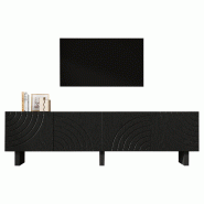 Merax Meuble TV 180x40x55 cm, buffet bas avec 4 portes et structure, meuble pour téléviseur 75 pouces, panneau de particules noir - noir N625P428056