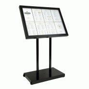 Porte-menu à LED blanches en acier noir 8xA4 avec poteau et socle | Securit - CX074