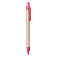 Stylo bille en papier recyclé avec attributs en plastique écologique - Couleur rouge - Encre bleue Stylo bille en papier recyclé avec attributs en plastique écologique - Couleur rouge - Encre bleue