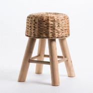 Tabouret bois assise naturelle Ø 29 x H 41 cm