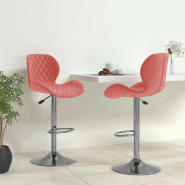 Tabourets de bar lot de 2 rose velours Modèle Flex Plus - 334916