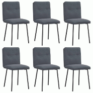 VidaXL Chaises à manger lot de 6 gris foncé velours Modèle Mirage Plus - 3315680