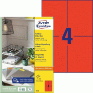 Avery Zweckform 400 étiquettes universelles rouges, format 105 x 148 mm (100 feuilles A4 / cdt) - rouge 3456