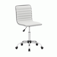 Chaise Bureau Ergonomique COSTWAY, Sans Accoudoirs, Pivotante Rembourrée avec Roues, Blanche - blanc métal VH34376IT