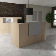 Comptoir d'accueil Delta First avec réhausse - Mobel Linea. - 164, Gris aluminium, Chêne moyen_0