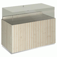 Comptoir T03 vitrine 4 Faces et MDF naturel+érable - 120x60x93cm
