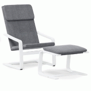 Décoshop26 - Fauteuil lounge chaise de canapé design moderne avec repose-pied en tissu gris foncé DEC026520 - gris 3000255866144