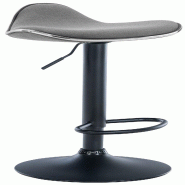 Décoshop26 - Tabouret de bar x1 assise ergonomique en tissu gris clair pied en trompette en métal noir 10_0005392 - gris métal 3000252623405