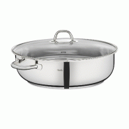 Fissler - Induction - Plat à rôtir en acier inoxydable avec couvercle en verre de 38 cm - argenté inox 33 701 38 000 0