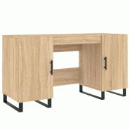 Helloshop26 - Bureau table poste de travail meuble d'ordinateur informatique étude chêne sonoma 140 x 50 x 75 cm bois d'ingénierie 02_0023653 - Boi