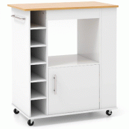 Helloshop26 - Chariot de cuisine mobile îlot 76 x 44 x 89 cm avec espace de rangement pratique design moderne en bambou blanc - blanc Bambou 30002286 Helloshop26 - Chariot de cuisine mobile îlot 76 x 44 x 89 cm avec espace de rangement pratique design moderne en bambou blanc - blanc Bambou 30002286