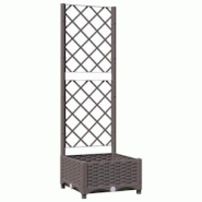 Helloshop26 - Jardinière bac lit surélevé plantes fleurs terrasse jardin avec treillis 40 x 40 x 121,5 cm PP marron 02_0038284 - 3000214189758_0
