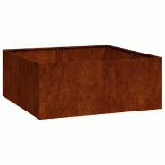 Helloshop26 - Jardinière carré design moderne extérieur 100 x 100 x 40 cm avec fond ouvert esthétique en acier rouillé 02_0051599 - vert inox 300