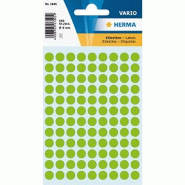 HERMA 540 pastilles adhésives coloris vert, Ø 8 mm (5 feuilles 9x16 / cdt) - 1845