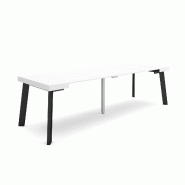 SKRAUT HOME Table console extensible, 260, Pour 12 personnes, Pieds en bois, Blanc - blanc Bois manufacturé 331_7