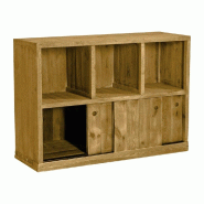 Buffet bas Westside pin vieilli 3 cases 3 portes L119xP39xH80cm - bois rainuré é