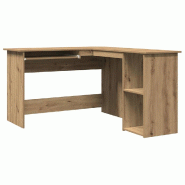 Bureau d'angle chêne artisanal 120x140x75 cm bois d'ingénierie Modèle Milan Moderne - 8721158434760