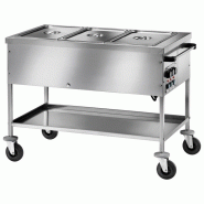 Chariot bain-marie avec étagère inférieur, 3x GN 1/1 h 150 mm, 3 températures 1170x670x850 mm - VIRTUS - 0615402841313