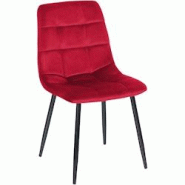 Décoshop26 - Chaise de salle à manger x1 coutures décoratives carrées en tissu velours rouge et métal noir 10_0002134 - noir 3000250855853 Décoshop26 - Chaise de salle à manger x1 coutures décoratives carrées en tissu velours rouge et métal noir 10_0002134 - noir 3000250855853