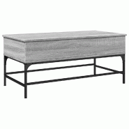 Décoshop26 - Table basse avec compartiment de rangement 100 x 50 x 45 cm bois d'ingénierie gris et métal DEC039954 - gris métal 3000264678905