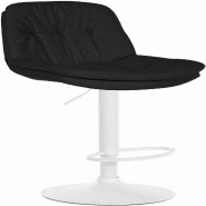 Décoshop26 - Tabouret chaise haute x1 pour cuisine et bar à assise moelleuse en tissu noir cadre en métal blanc 10_0005982 - blanc métal 3000265326676