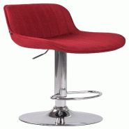 Décoshop26 - Tabouret de bar chaise haute x1 en tissu rouge coutures verticales support en métal chromé 10_0005116 - rouge métal 3000252470184