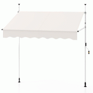 Helloshop26 - Auvent rétractable manuel 200 x 120 x 210-300 cm protection solaire réglable manivelle design extérieur en polyester 20_0010454 - alu