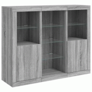 Helloshop26 - Buffet bahut commode armoire meuble de rangement organisateur cuisine salle de séjour salon avec lumières LED 3 pcs 02_0037232 - 30002 Helloshop26 - Buffet bahut commode armoire meuble de rangement organisateur cuisine salle de séjour salon avec lumières LED 3 pcs 02_0037232 - 30002