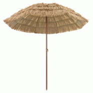 Helloshop26 - Parasol de plage léger et réglable dimensions 255 x 255 x 255 cm ambiance naturelle style tropical en polyester 02_0058868 - acier 300