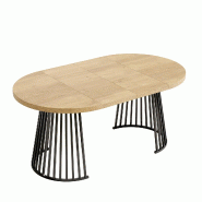 Merax Table à manger extensible 100/138/176 x 100 cm pour 4-8 personnes, plateau de 3 cm, chêne/noir - multicolore N634D0026E_0