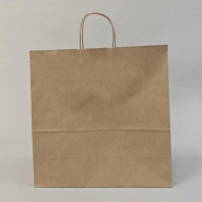 Sac kraft recyclé brun à poignées torsadées 35 x 15 x 35 cm par 50