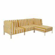 Salon de jardin bas modulable rayé 4 places jaune - jaune aluminium 115899