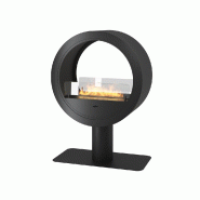 SOLOLED Cheminée au Bioéthanol à poser Incyrcle Stand 2Side - Bio-cheminée ronde design avec double face d.70cm - noir 0803173016737
