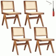 TecTake GmbH tectake Lot 4 chaises en bois avec cannage viennois design rétro chêne foncé - 405909 - beige Bois massif 405909 TecTake GmbH tectake Lot 4 chaises en bois avec cannage viennois design rétro chêne foncé - 405909 - beige Bois massif 405909