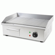 VERTES Plaque de cuisson/plancha électrique, 3000 W, acier inoxydable, surface de cuisson rainurée 55 x 35 cm, thermostat, température 50-300 °C -