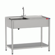 - Evier sous plan 1 bac et 1 égouttoir et robinet inclus deux eaux industriel inox 800 x 500 x 850 mm - inox gf3200anogf1