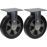 Roulette de 200mm 8" en caoutchouc noir, fixe, capacité de 900kg, jeu de 2 Roulette de 200mm 8" en caoutchouc noir, fixe, capacité de 900kg, jeu de 2