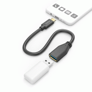 Câble Hama USB-C vers USB-A OTG 15 cm, 5 Gbit/s, plaqué or - noir 00201605