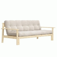 CANAPÉ CONVERTIBLE FUTON UNWIND PIN NATUREL COLORIS IVOIRE 130 X 190 CM.