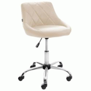 CLP Tabouret de travail Lazio réglable en hauteur et pivotant Crème/Similicuir - beige polyester 321807 CLP Tabouret de travail Lazio réglable en hauteur et pivotant Crème/Similicuir - beige polyester 321807
