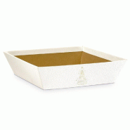 Corbeille carton texturé blanc Sapin or 20x20x5cm