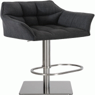 Décoshop26 - Tabouret de bar x1 réglable en tissu gris foncé assise enveloppante capitonnée et avec base carrée en acier inoxydable 10_0005618 -