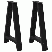 Helloshop26 - Lot de 2 pieds de table à manger en forme de A 50 x 72 cm design moderne stabilisateurs réglables en acier noir 02_0057123 - noir acie