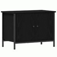 Helloshop26 - Meuble TV rectangulaire moderne 60 x 35 x 45 cm avec rangement fonctionnel minimaliste en bois d'ingénierie noir 02_0052435 - noir Bois