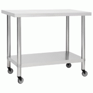 Helloshop26 - Table de travail de cuisine professionnel avec roues 100 x 60 x 85 cm acier inoxydable  02_0001912 - inox 3000089991531