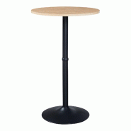 Helloshop26 - Table haute ronde 100 x 60 cm  acier MDF noir 03_0011085 - 3000225563059
