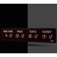 Horloge Style II, 5 fuseaux horaires, 230V, independante, LED blanche - BODET
